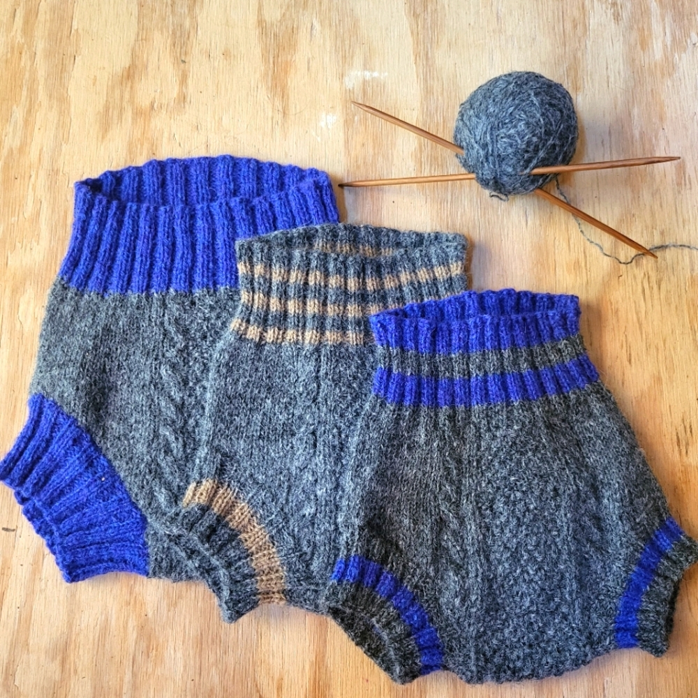 Set of 3 Wool Baby Knitted Bloomers Soakers Diaper Covers